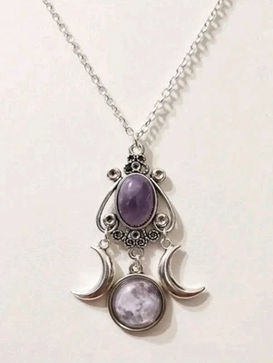 Collar Colgante Diosa Luna Y Amatista Foto 1 de 3