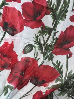 "Tela de gasa ligera 100 % seda Deadstock D/G por yarda ancho 55"" logotipo" Foto 1 de 4