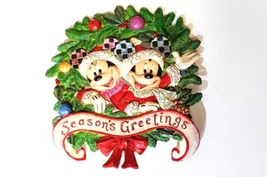 Enesco Jim Shore Holiday Mickey & Minnie Tabletop SEASONS GREETINGS - Picture 1 of 8