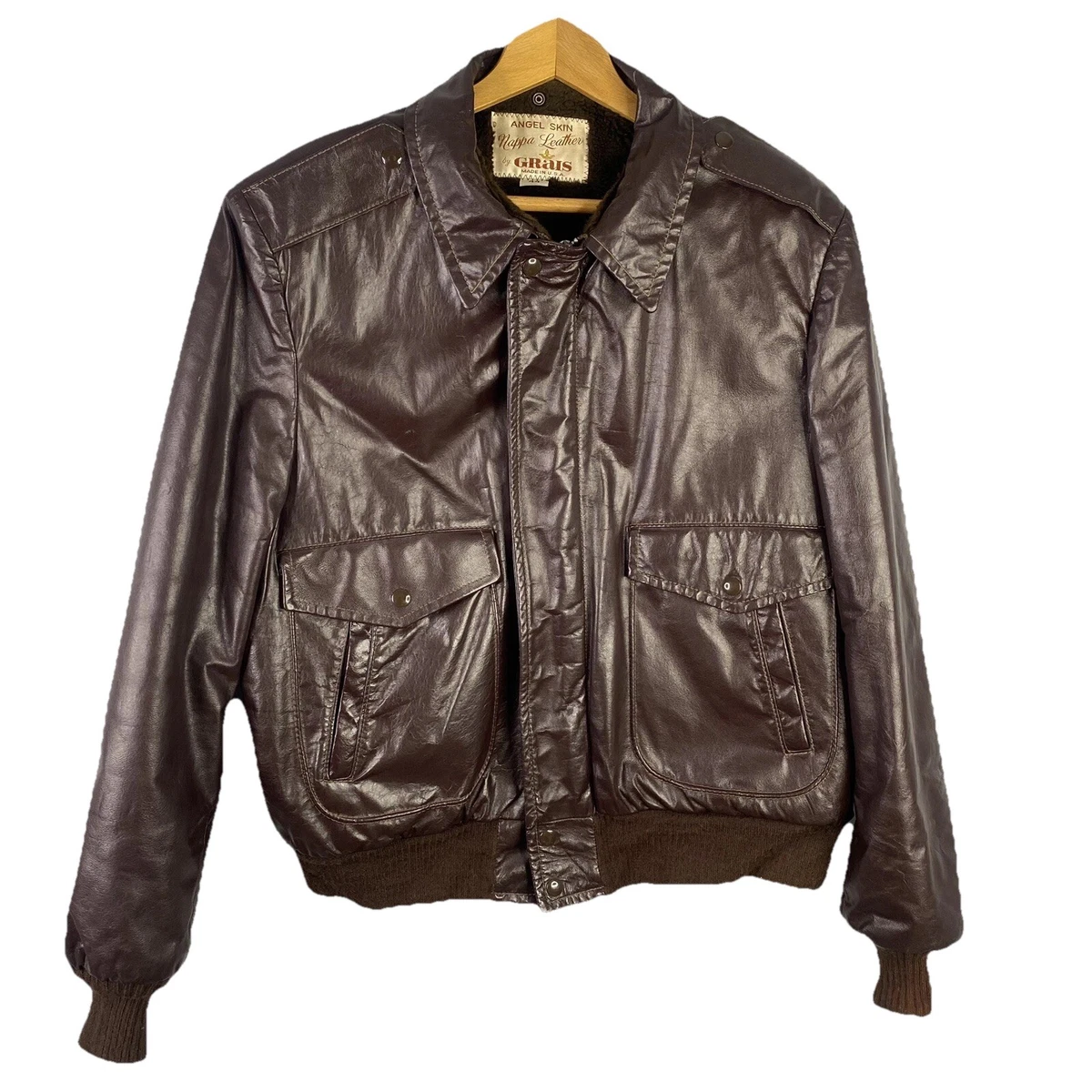 80s vtg A-2 real leather bomber jacket b 80s A2 Flight Vintage