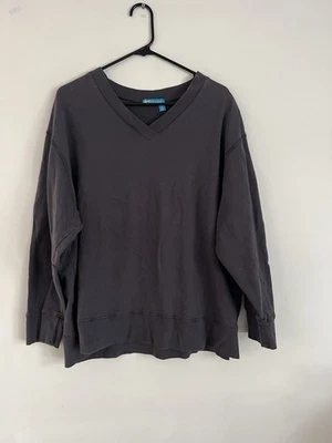 Sudadera corta Fresh Produce cuello en V 100 % algodón gris carbón talla XL Foto 1 de 4