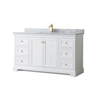 Wyndham Collection WCV232360SCMUNSMXX Avery 60" - White / White Carrara Marble - Picture 1 of 12