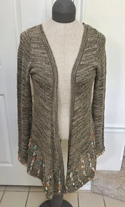 BKE Boutique BOHO Women’s Sweater Cardigan Wool Blend Fabric Inlay Sz L - Picture 1 of 13