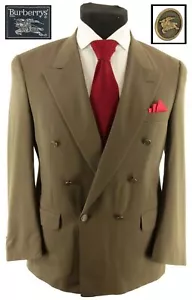 Burberry Men's Brown Double Breasted 100% Italian Wool Sport Coat Blazer Size 42 - Picture 1 of 9