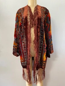 CHICO'S FLECOS KIMONO BORDADO FRENTE ABIERTO TOP TALLA S/M - Imagen 1 de 10