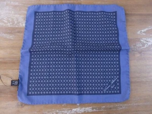 CESARE ATTOLINI Napoli blue floral print wool silk blend pocket square authentic - Picture 1 of 3