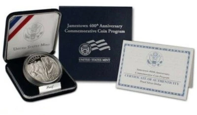 (1) 2007 P Jamestown 400th Anniversary $1 Commem Proof Silver Dollar w/Box & COA - Image 1 of 2