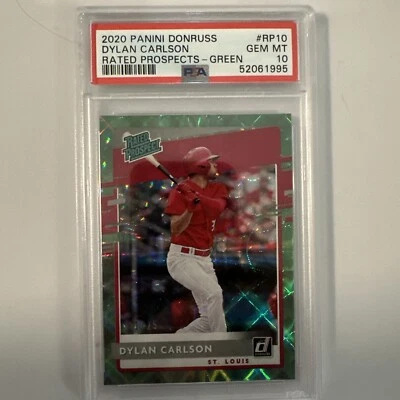 2020 Donruss Rated Prospects Pro Dylan Carlson #RR10 Green /25 PSA 10 Cardinals - Image 1 of 4