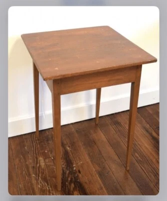 1790-1820 Early American Antique Hepplewhite Table Stand Tapered Leg Pegged Pine - Image 1 of 4