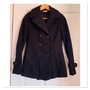 Forcast Black Double Breasted Coat 8 - Picture 1 of 2