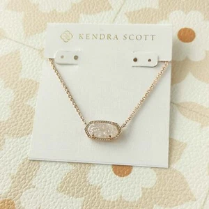 Nuova collana Kendra Scott Elisa oro rosa iridescente Drusy pendente - Foto 1 di 3