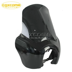 Black Front Headlight Fairing Black Windshield For Harley Dyna Street Bob FXDB - Picture 1 of 7