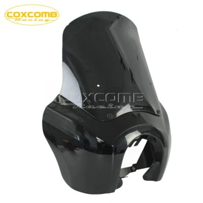 Black Front Headlight Fairing Black Windshield For Harley Dyna Street Bob FXDB — 第 1/4 张图片