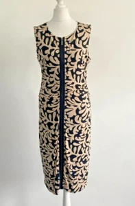 BNWT Phase Eight Dress 10 Black Beige Ruched Bodycon Sleeveless Stretch - Picture 1 of 10