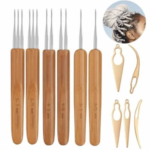 Bamboo Handle Crochet Dreadlock Hook Needle Tool Braiding Hair Making Tool USA - Picture 1 of 15