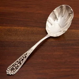 CAMPBELL METCALF STERLING SILVER PRESERVE SPOON OPENWORK FILIGREE BEADS NO MONO - Picture 1 of 5