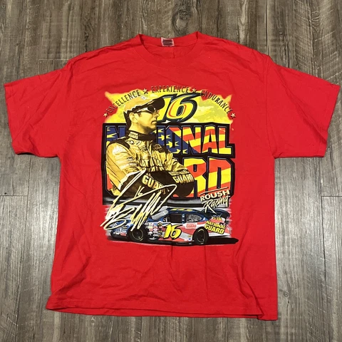 Euc Greg Biffle Red National Guard Double Sided Graphic Red Tee Shirt Size XL Cover