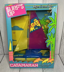 Vintage 1980s Amloid Catamaran 12” Boat Playset Bath Toy Surf’s Up USA MADE NIB - Picture 1 of 4