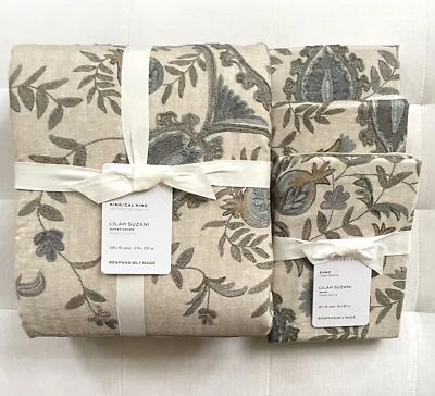 Pottery Barn LILAH SUZANI Duvet King Cali King & 3 Euro Shams Blue Multi NWT - Image 1 of 2