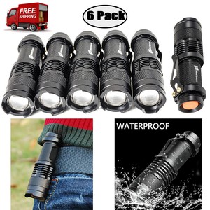 6PCS Mini LED Flashlight Torch 500LM Adjustable Focus Zoom Light Metal Lamp US