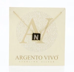 ARGENTO VIVO Gold Cubic Zirconia Initial 'N' Pendant Necklace 124900 - Picture 1 of 1