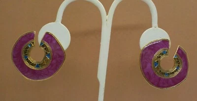 PENDIENTES CLIP VINTAGE EDGAR BEREBI ESMALTE MULTICOLOR TONO DORADO BISUTERÍA Foto 1 de 4
