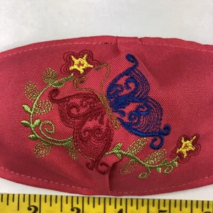 Butterflies Pink Embroidered Face-Mask Adult Size Hand-Made In Mexico Cubrebocas - Picture 1 of 4