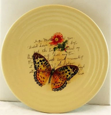 Butterfly Flower Ceramic Candle Plate Yankee Candle NEW nature tray aged script - Image 1 of 2