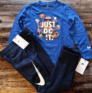 NWT Nike Boys 7 Navy/Royal Blue/White Octopus Sports Therma-Fit Pants Set Size 7 - Picture 1 of 3