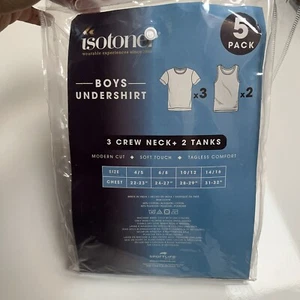 New Isotoner Boys Undershirts, 5-pack, White - Picture 1 of 3