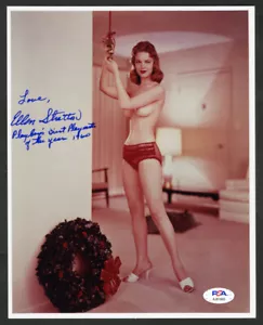 Ellen Stratton SIGNIERTES 8x10 Foto +PMOY 1960 Playboy Playmate PSA/DNA HANDSIGNIERT - Bild 1 von 1