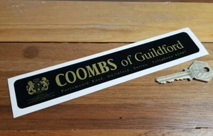 Adesivo Coombs of Guildford Portsmouth Road nero e oro concessionario auto d'epoca 8" - Foto 1 di 1