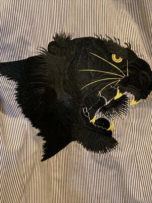 CAMISA DOLCE & GABBANA BORDADA NEGRA PANTERA MARRÓN BLANCO RAYAS TALLA 17/43 Foto 1 de 4