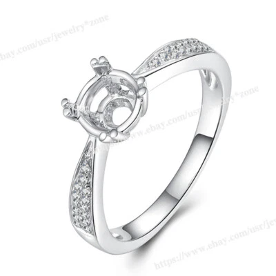 Retro Art Round Cut 6-6.5mm Ring Diamond 0.2ct Solid 10k White Gold Semi Mount - Image 1 of 4