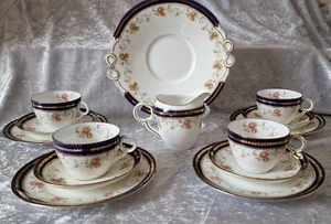 15 teiliges antikes toskanisches China England Teeservice für 4 Personen, um 1907. Extrem seltener Fund - Bild 1 von 7