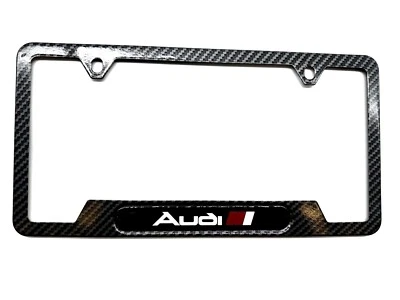 碳纤维不锈钢车牌架适用于奥迪 A6 Q4 Q6 Q8 A1 A3 A5 — 第 1/4 张图片