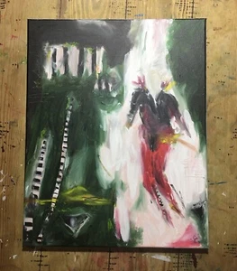 Maria Scalf 16x20 Tela Figura Astratta Persona Espressionismo Arte Contemporanea - Foto 1 di 9