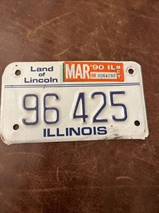 Etiqueta de matrícula de motocicleta Illinois 1990 vintage # 96 425 acero 🏍️ - Imagen 1 de 3