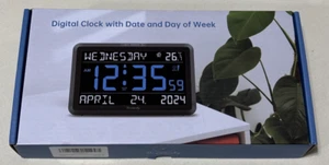 Digital Clock with Date and Day of Week - Large Calendar Clock for Seniors NEW - Picture 1 of 2