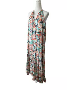 Nine West Tiered Peasant Floral Maxi Dress Womens XXLPlus Halter Boho Hippie NEW - Picture 1 of 7