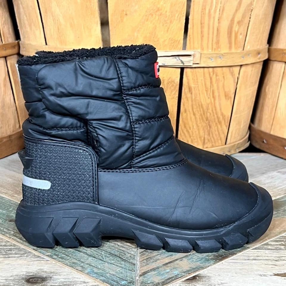 Hunter Intrepid Kids Black Leather Synthetic Insulated Waterproof Boots Boys 1  - Image 1 of 4