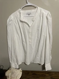Gibson Latimer Puffärmel Bluse halber Knopf Größe XL weiß Baumwolle - Bild 1 von 10