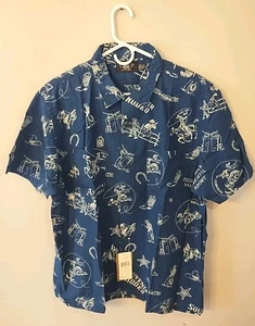 RRL Ralph Lauren Southwestern Beacon Camp Blue Indigo Print Shirt Men's XL NWT - Picture 1 of 16