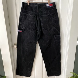 Vintage Y2K Tommy Hilfiger Baggy Wide Leg Carpenter Black Jeans Size W33 x L34 - Bild 1 von 13