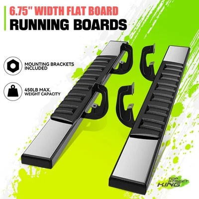 6.75" Flat Running Board for Silverado Sierra 1500 2500/3500HD Regular Cab 07-19 - Image 1 of 4