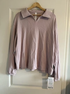 Lululemon Softstreme Pique Oversized LS Polo MINK pink size M New - Picture 1 of 4