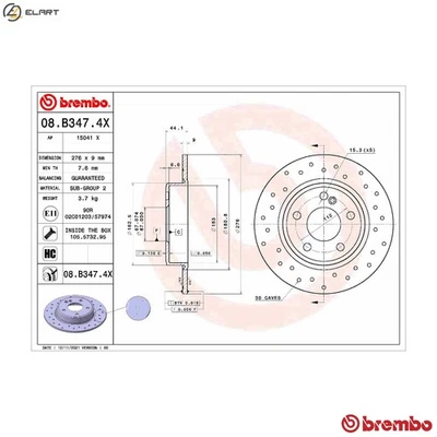 2x BRAKE DISC 08.B347.4X FOR MERCEDES-BENZ B-CLASS/Sports/Tourer A-CLASS 1.8L - Image 1 of 4