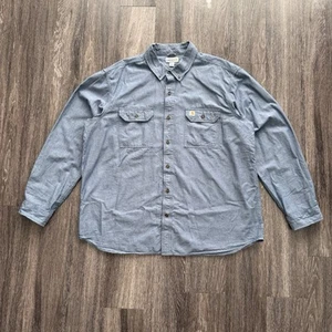 Carhartt Men's Denim Style Button Up Long Sleeve Shirt 2XL Blue - Picture 1 of 16
