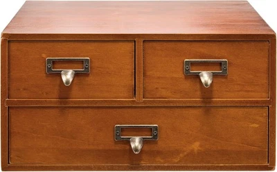 Armario boticario de escritorio vintage con 3 cajones pequeño, madera de caoba marrón  Foto 1 de 4