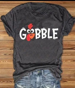 Tolles Damen Tshirt "Gobble" Türkei 🦃 Grau - Bild 1 von 4